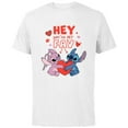thumbnail image 1 of Disney Stitch & Angel Hey You’re My Fav Love Valentine’s Day - Short Sleeve Cotton T-Shirt for Adults - Customized-White, 1 of 5