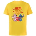 thumbnail image 1 of Disney Stitch & Angel Hey You’re My Fav Love Valentine’s Day - Short Sleeve Cotton T-Shirt for Adults - Customized-Yellow, 1 of 5