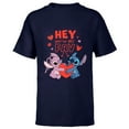 thumbnail image 1 of Disney Stitch & Angel Hey You’re My Fav Love Valentine’s Day - Short Sleeve T-Shirt for Kids - Customized-Navy, 1 of 5