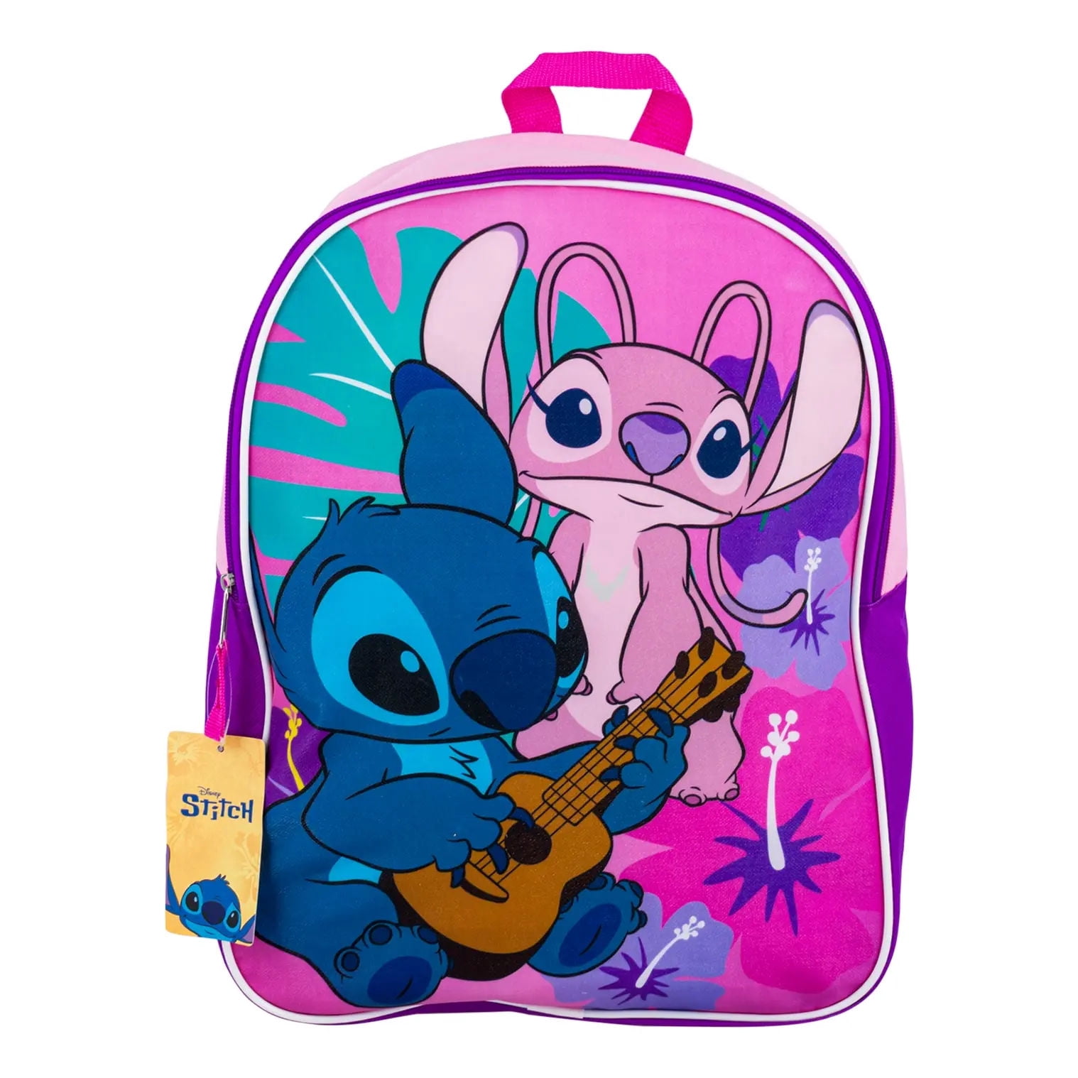 Stitch & Angel Kids Pink School Backpack, 15"