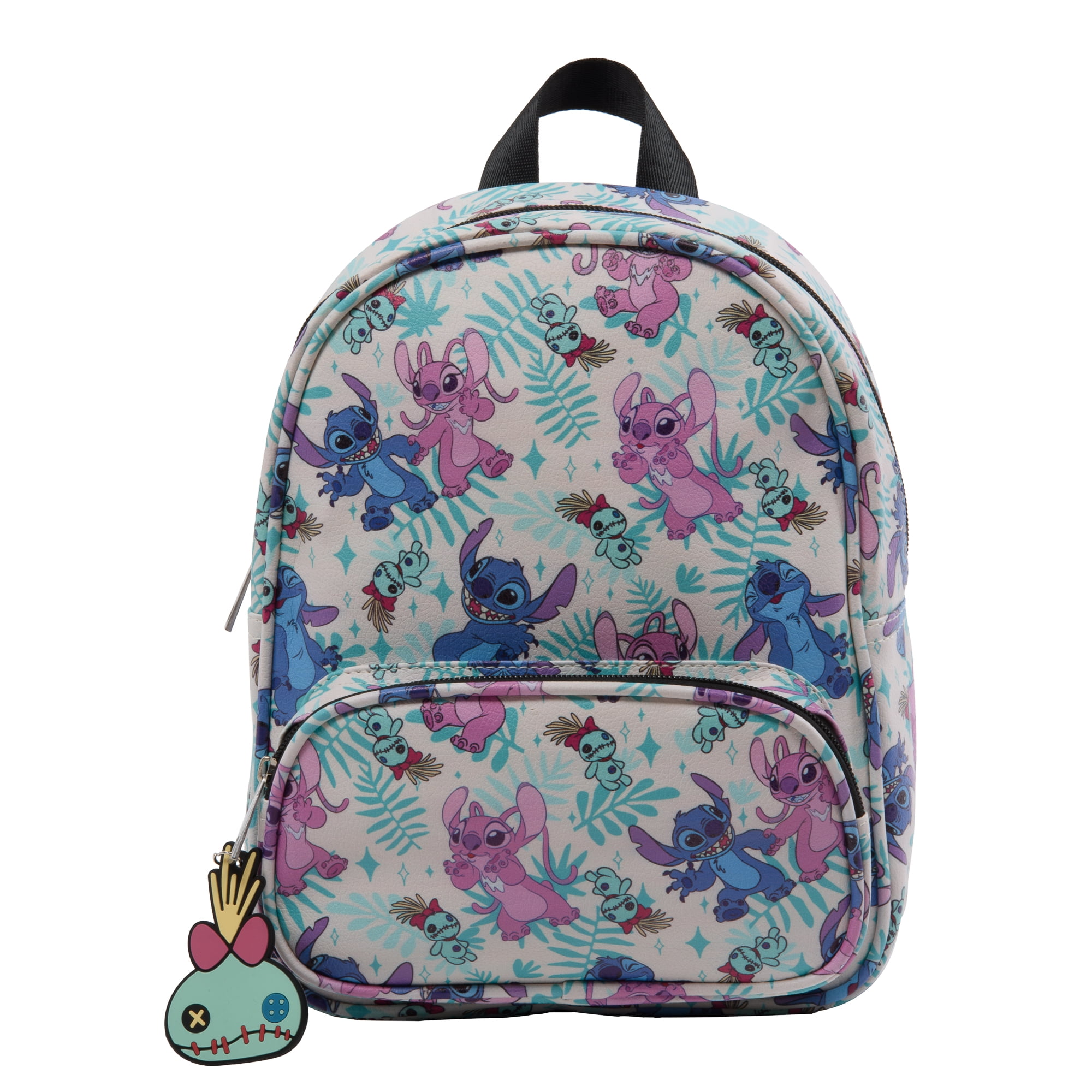 Disney Stitch & Angel Mini Backpack with Allover Print & Molded Scrump ...