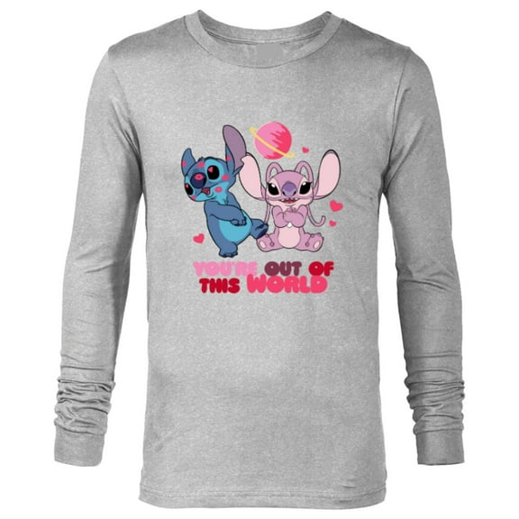 Disney Stitch & Angel You’re Out of This World Valentine’s - Long Sleeve T-Shirt for Men - Customized-Athletic Heather