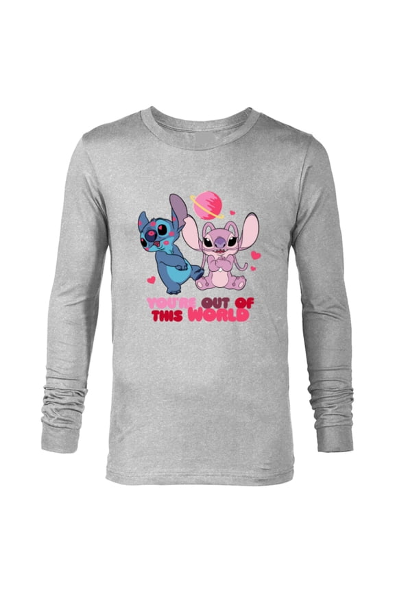 Stitch & Angel You’re Out of This World Valentine’s - Long Sleeve T-Shirt for Men - Customized-Athletic Heather