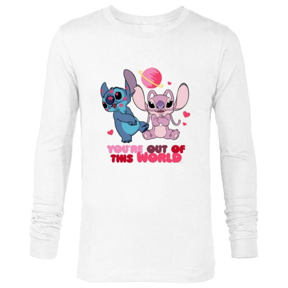 Disney Stitch & Angel You’re Out of This World Valentine’s - Long Sleeve T-Shirt for Men - Customized-White
