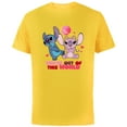 thumbnail image 1 of Disney Stitch & Angel You’re Out of This World Valentine’s - Short Sleeve Cotton T-Shirt for Adults - Customized-Yellow, 1 of 5