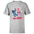 thumbnail image 1 of Disney Stitch & Angel You’re Out of This World Valentine’s - Short Sleeve T-Shirt for Kids - Customized-Athletic Heather, 1 of 5