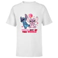 thumbnail image 1 of Disney Stitch & Angel You’re Out of This World Valentine’s - Short Sleeve T-Shirt for Kids - Customized-White, 1 of 5
