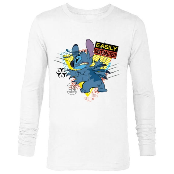 Disney Stitch Angry and Easily Distracted - Long Sleeve T-Shirt for Men - Customized-White