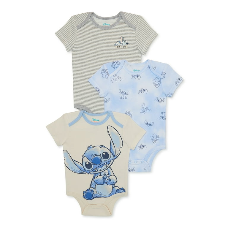 Disney Stitch Baby Boys Bodysuit, 3-Pack, Sizes 0-24 Months