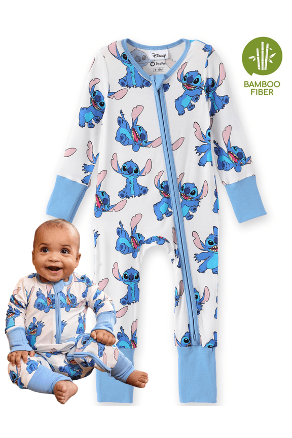 Stitch Baby Boys Girls Jumpsuits Bamboo Viscose Zip Footed Rompers with Hand and Foot Covers One Piece Newborn3-6 Months