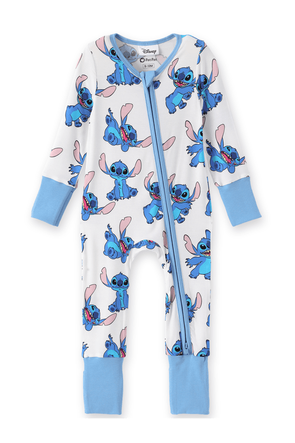 Stitch Baby Boys Girls Jumpsuits Bamboo Viscose Zip Footed Rompers with Hand and Foot Covers One Piece Newborn3-6 Months