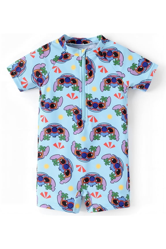 Stitch Baby Boys Girls Swimsuits Summer Zipper Rash Guard UPF 50 One Piece Bathing Suit Sizes 3M-18M