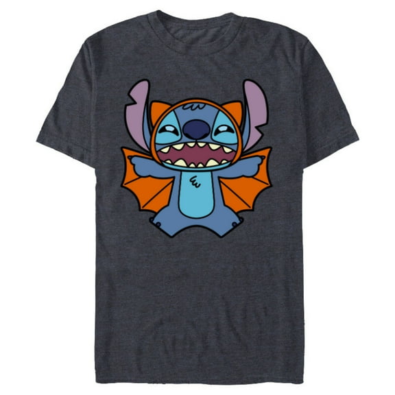 Disney Stitch Bat Halloween Costume - Short Sleeve Blended T-Shirt for Adults - Customized-Navy Heather