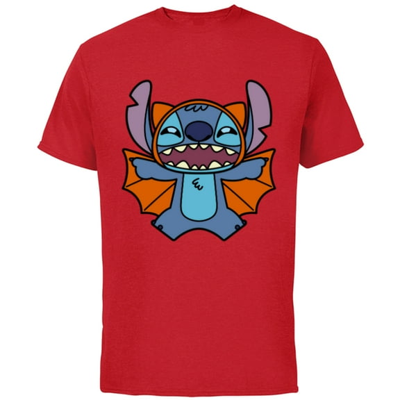 Disney Stitch Bat Halloween Costume - Short Sleeve Cotton T-Shirt for Adults - Customized-Red