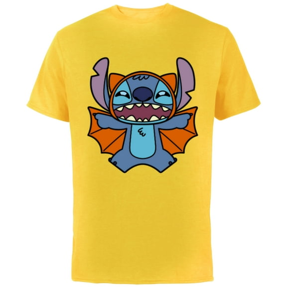 Disney Stitch Bat Halloween Costume - Short Sleeve Cotton T-Shirt for Adults - Customized-Yellow