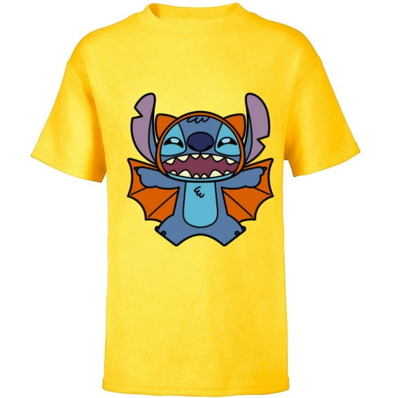 Disney Stitch Bat Halloween Costume - Short Sleeve T-Shirt for Kids - Customized-Sunflower
