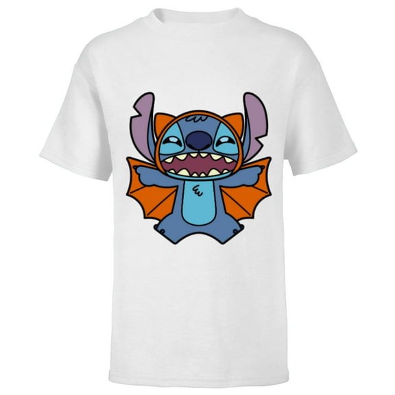 Disney Stitch Bat Halloween Costume - Short Sleeve T-Shirt for Kids - Customized-White