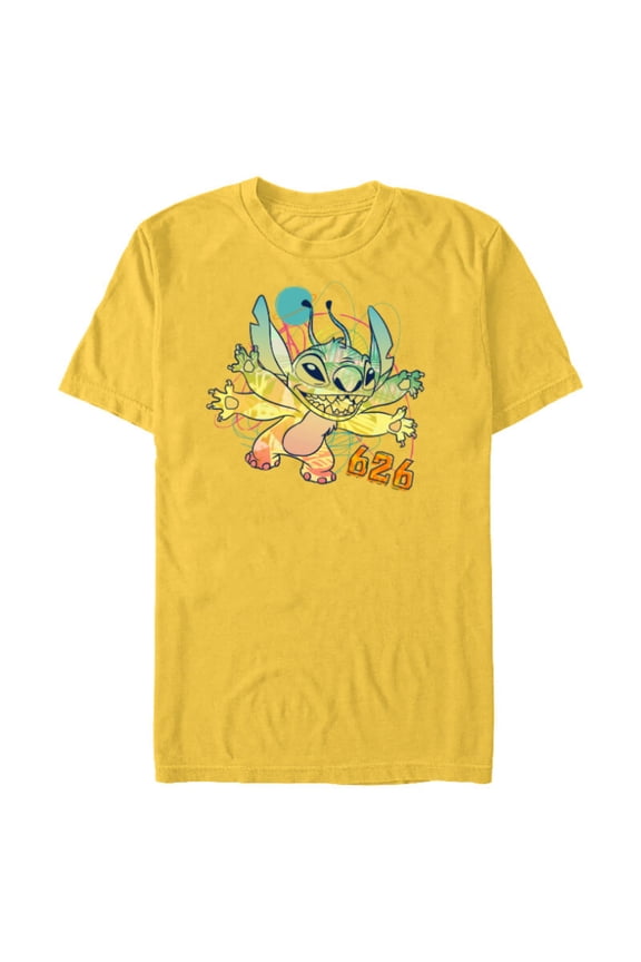 Stitch Beach Vibes 626 Alien Fun in the Sun - Short Sleeve Blended T-Shirt for Adults - Customized-Yellow