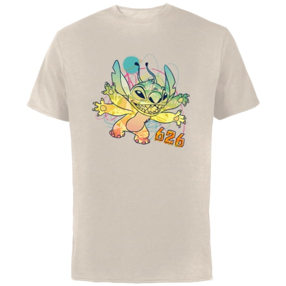 Disney Stitch Beach Vibes 626 Alien Fun in the Sun - Short Sleeve Cotton T-Shirt for Adults - Customized-Natural