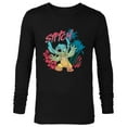thumbnail image 1 of Disney Stitch Beach Vibes Hawai’i Hibiscus Flowers and Palms - Long Sleeve T-Shirt for Men - Customized-Black, 1 of 5