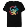 thumbnail image 1 of Disney Stitch Beach Vibes Hawai’i Hibiscus Flowers and Palms - Short Sleeve Blended T-Shirt for Adults - Customized-Black, 1 of 5