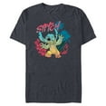 thumbnail image 1 of Disney Stitch Beach Vibes Hawai’i Hibiscus Flowers and Palms - Short Sleeve Blended T-Shirt for Adults - Customized-Navy Heather, 1 of 5
