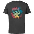 thumbnail image 1 of Disney Stitch Beach Vibes Hawai’i Hibiscus Flowers and Palms - Short Sleeve Cotton T-Shirt for Adults - Customized-Charcoal, 1 of 5