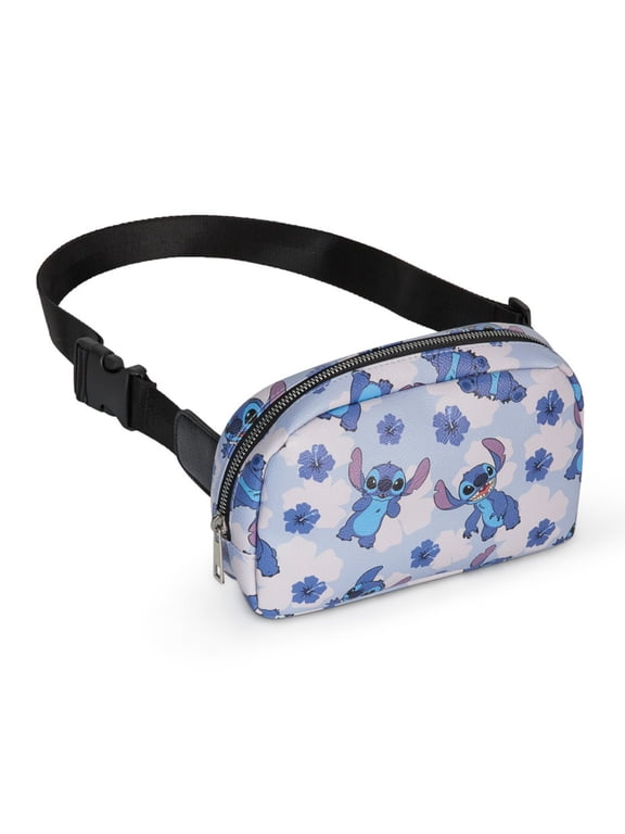 Stitch Belt Bag Crossbody Fanny Pack Waist Bag Women's Floral Print Blue