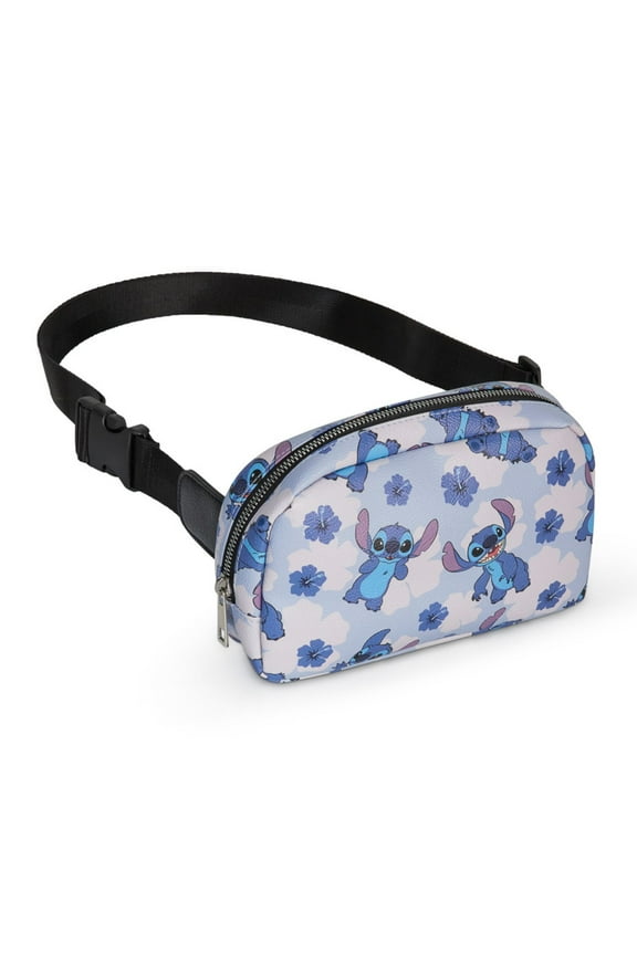 Stitch Belt Bag Crossbody Fanny Pack Waist Bag Women's Floral Print Blue