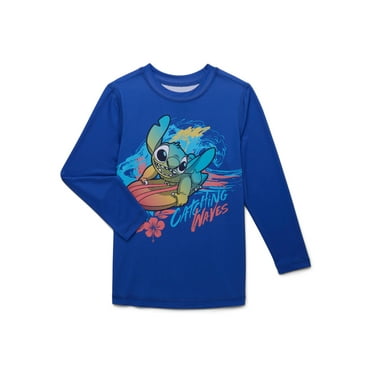 Disney Stitch Boys Long Sleeve Swim Rashguard, Sizes 4-12