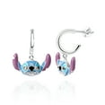 thumbnail image 1 of Disney Stitch Brass Silver Plated Enamel Charm Hoop Earrings, 1 of 4