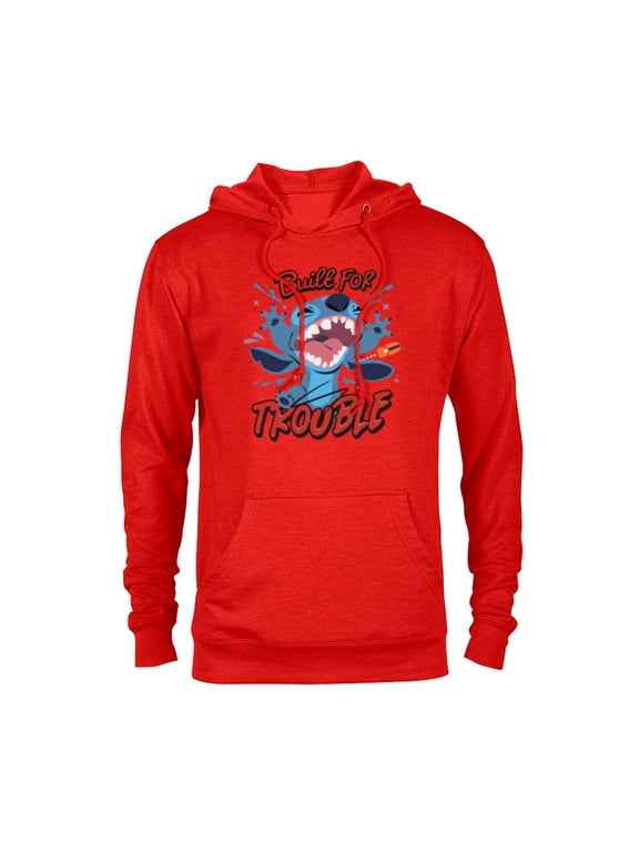 Stitch Built for Trouble - Pullover Hoodie for Adults - Customized-Red