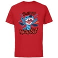 thumbnail image 1 of Disney Stitch Built for Trouble - Short Sleeve Cotton T-Shirt for Adults - Customized-Red, 1 of 5
