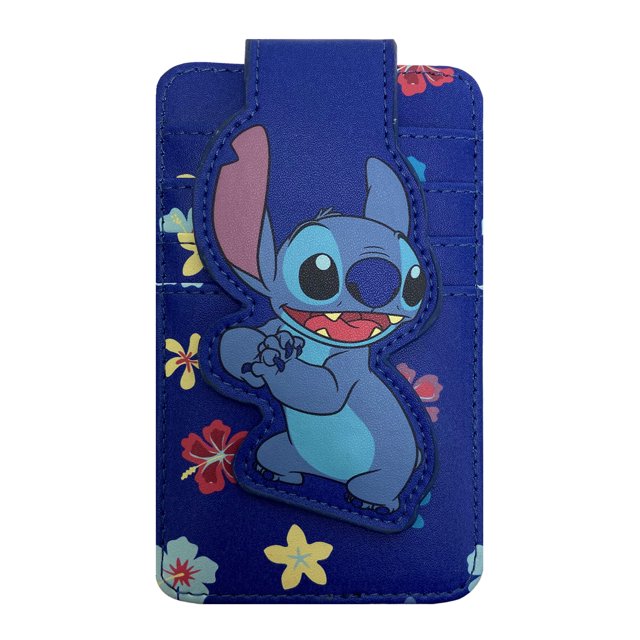 Womens Disney Stitch Card Holder Wallet Hawaiian Flowers Button Snap ...