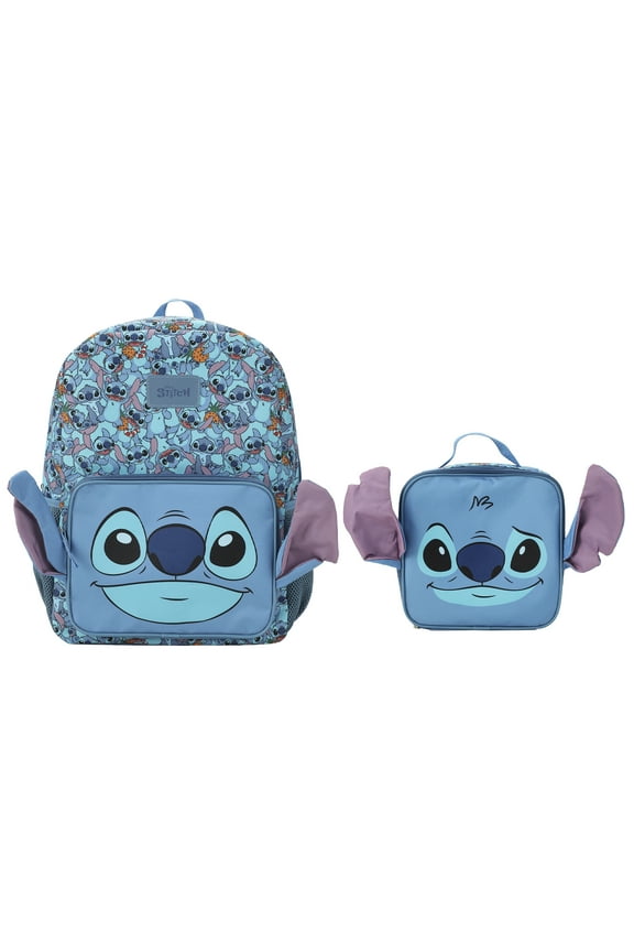 Disney Stitch Character Print 16" Backpack & Lunch Kit Value Set
