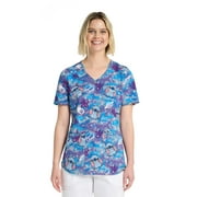 SCRUBSTAR Disney Stitch Comet Women's&nbsp;V-Neck Print Scrub Top