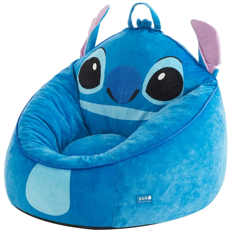 Disney Stitch Compressed Foam Bean Bag Chair for Kids, Blue