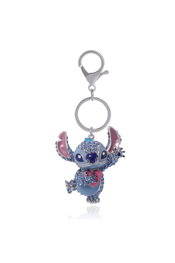 Stitch Crystal Pav Bag Charm Keychain  Officially Licensed