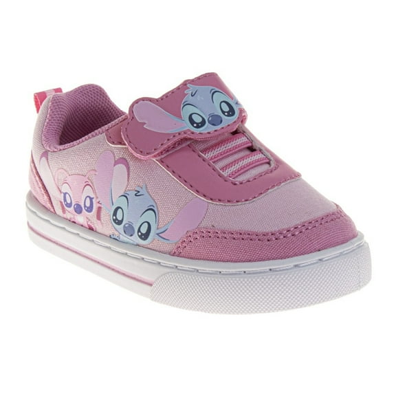 Disney Stitch Design Sneakers Girls - Adorable Cute Alien Casual Style Easy On/Off Durable Tread (Infant/Toddler) - Pink, Size: 9