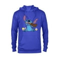 thumbnail image 1 of Disney Stitch Eats Chocolate Bunny with Easter Eggs Funny - Pullover Hoodie for Adults - Customized-Royal, 1 of 5