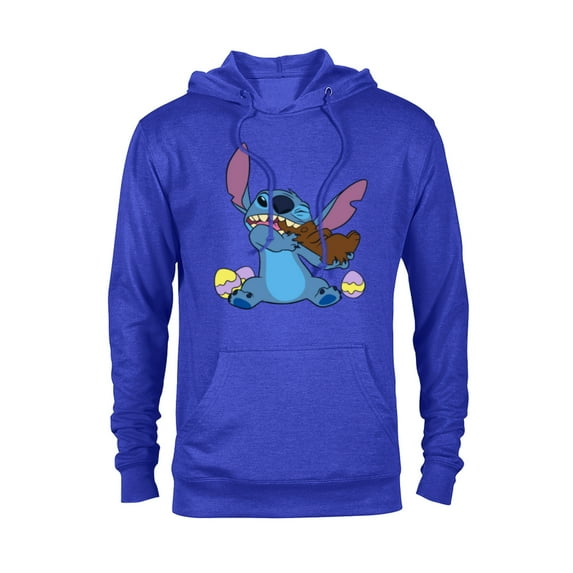Disney Stitch Eats Chocolate Bunny with Easter Eggs Funny - Pullover Hoodie for Adults - Customized-Royal