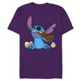 thumbnail image 1 of Disney Stitch Eats Chocolate Bunny Easter - Short Sleeve Blended T-Shirt for Adults - Customized-Purple, 1 of 5