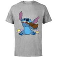 thumbnail image 1 of Disney Stitch Eats Chocolate Bunny with Easter Eggs Funny - Short Sleeve Cotton T-Shirt for Adults - Customized-Athletic Heather, 1 of 5
