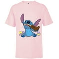 thumbnail image 1 of Disney Stitch Eats Chocolate Bunny Easter - Short Sleeve T-Shirt for Kids - Customized-Soft Pink, 1 of 5