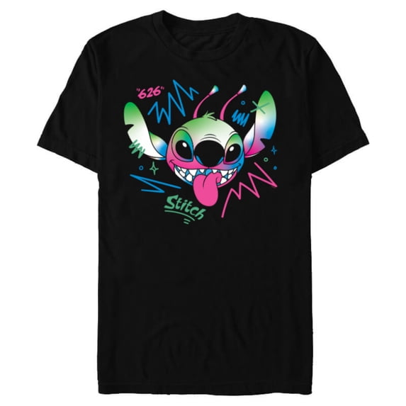 Disney Stitch Electric Alien Experiment 626 Wild Freestyle- Short Sleeve Blended T-Shirt for Adults - Customized-Black