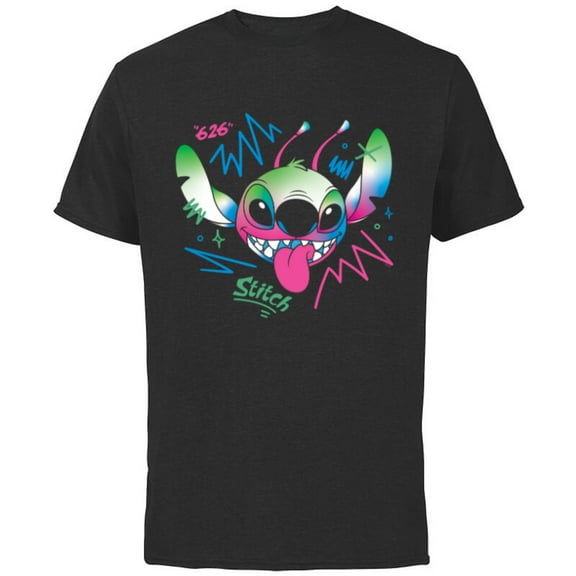 Disney Stitch Electric Alien Experiment 626 Wild Freestyle- Short Sleeve Cotton T-Shirt for Adults - Customized-Black