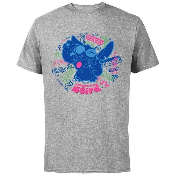 Disney Stitch Embrace the Weird Freestyle Alien Street Tags- Short Sleeve Cotton T-Shirt for Adults - Customized-Athletic Heather