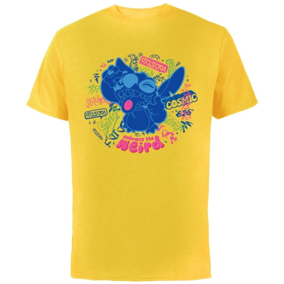 Disney Stitch Embrace the Weird Freestyle Alien Street Tags- Short Sleeve Cotton T-Shirt for Adults - Customized-Yellow