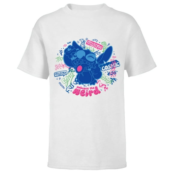 Disney Stitch Embrace the Weird Freestyle Alien Street Tags- Short Sleeve T-Shirt for Kids - Customized-White