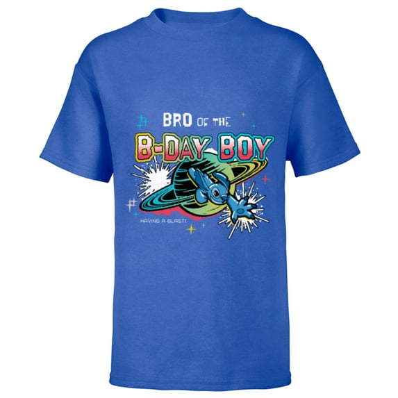 Disney Stitch Family Shine Bro of the B-Day Boy Birthday - Short Sleeve T-Shirt for Kids - Customized-Royal
